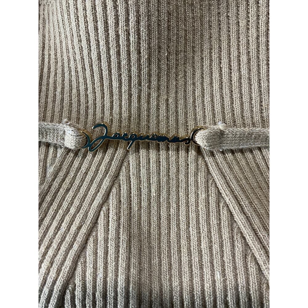 Jacquemus Embellished Ribbed Knit Sand Sierra Midi Dress Size FR 32 / US 0 - Picture 5 of 5